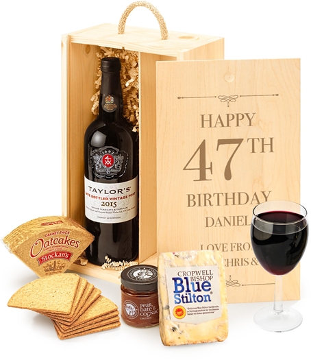 Birthday Port & Stilton Classic Gift Box With Engraved Personalised Lid